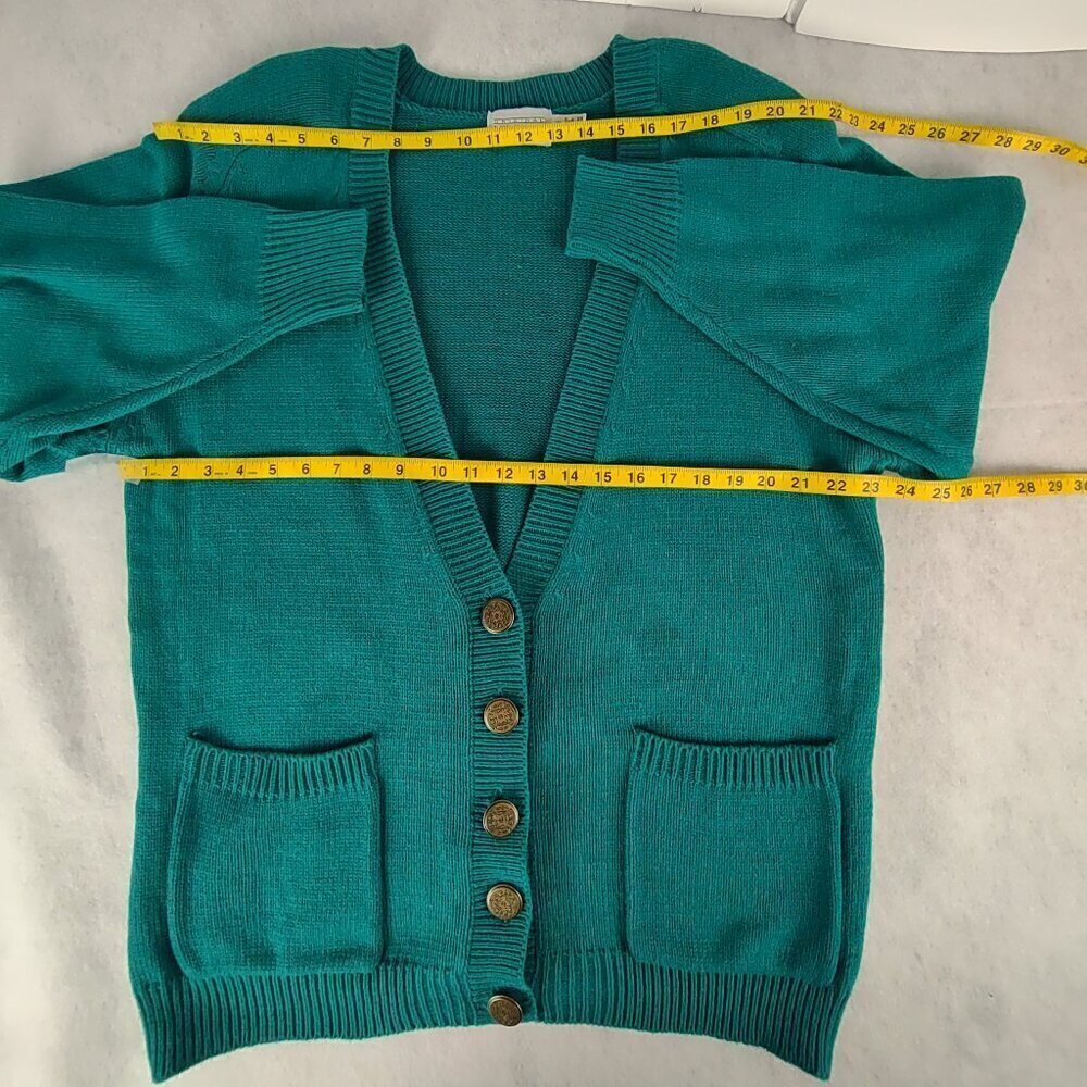 Venezia Original Sportswear Women Teal Green 4 Button 2 Pocket Cardigan Sz 18-20 - Picture 8 of 13